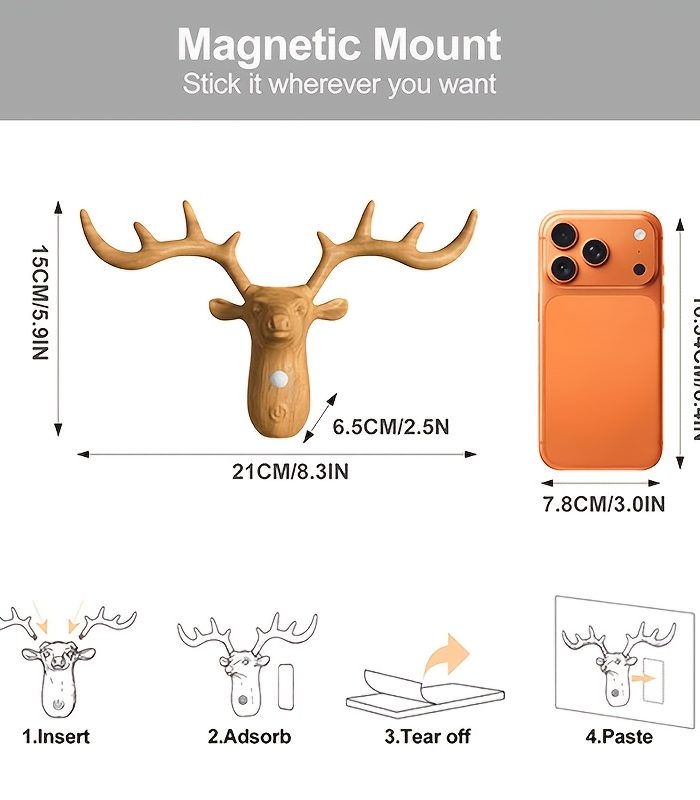 Smart LED Deer Wall Lamp with Touch Dimming and Motion Sensor, 1200mAh USB Rechargeable Night Light, Wireless Magnetic Wall Light, Suitable for Stairs, Porch, Corridor, Cabinets, Living Room, and Bar Cabinet