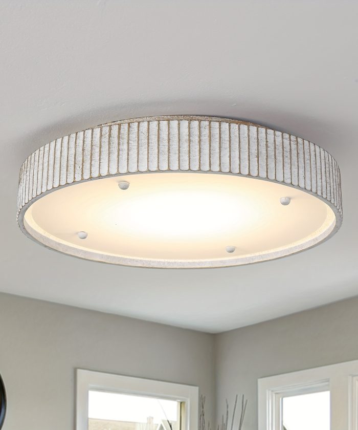 17.5in. White Flush Mount Ceiling Light, Home Lighting, Modern Lighting, Sleek Fixture, Contemporary Design, Metal Construction, Highquality Metal, Bathroom Light, Lighting Fixture, Renovation Projects, Modern Homes