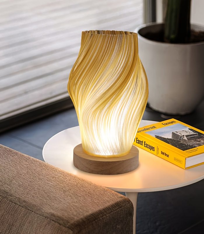 Modern Minimalist Design Dimmable Desk Lamp, Wooden Base, USB Power Supply, Button Control, Suitable for Bedroom, Living Room, Dormitory Decoration And Lighting