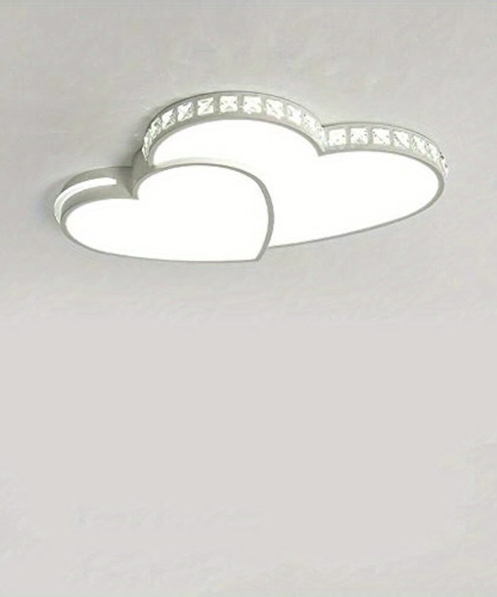 Modern Heart Shaped Ceiling Light Crystal Flush Mount Led Ceiling Lighting Fixture for Bedroom Living Room Dining Room Decoration Lamp 110V