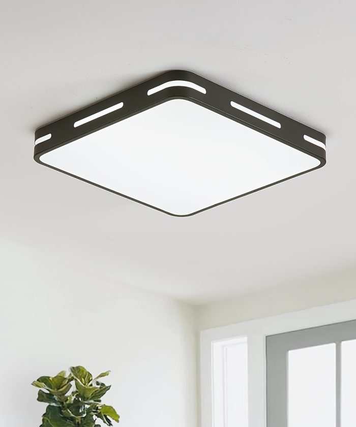 Modern Square LED Ceiling Light - Minimalist Farmhouse Style, Semi-Flush Mount with Matte Metal Finish for Living Room, Bedroom, Kitchen, Bathroom - Includes Light Source, Acrylic Shade, Easy Installation, Kitchen Ceiling Light | Sleek Light Fixture | Acrylic Lighting, Ceiling Light Fixture