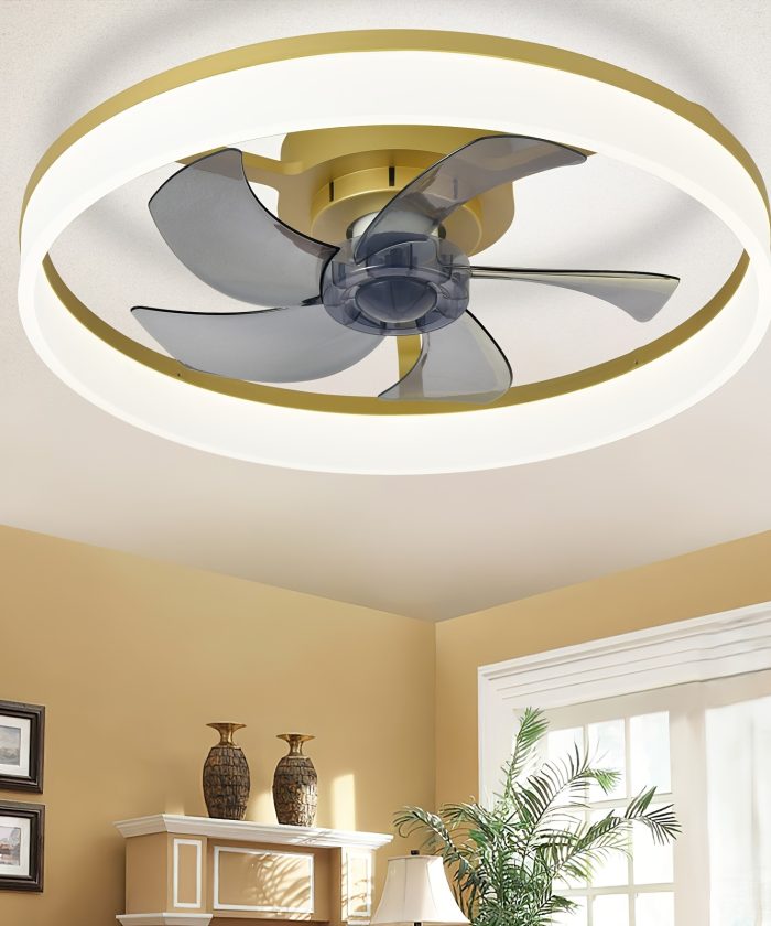 20-Inch Ceiling Mount Integrated LED Ceiling Fan Light for Bedroom Blacku002F Whiteu002F Brownu002F Golden