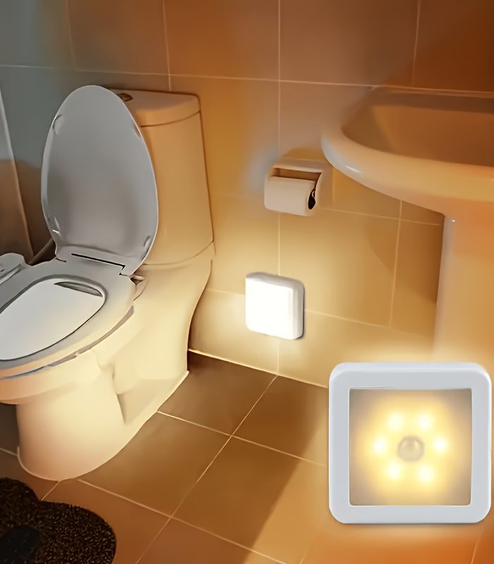 2pcs Smart Motion-sensor 6-LED Flooru002Fceilingu002Fwall Lamp Set with a Modern Square Design, Ideal for Hallways, Stairwells, Living Rooms, Bedrooms (batteries Not Included), Homes, Garages, and Offices