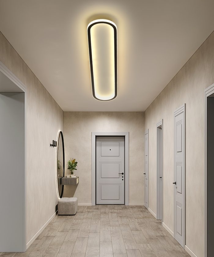 Dimmable Metal Full Spectrum Linear Ceiling Light in an Oval Shape, 3000-6500K, Modern Slim Low Profile Lamps Suitable for Living Room, Study, Bedroom, Office, And Hallway