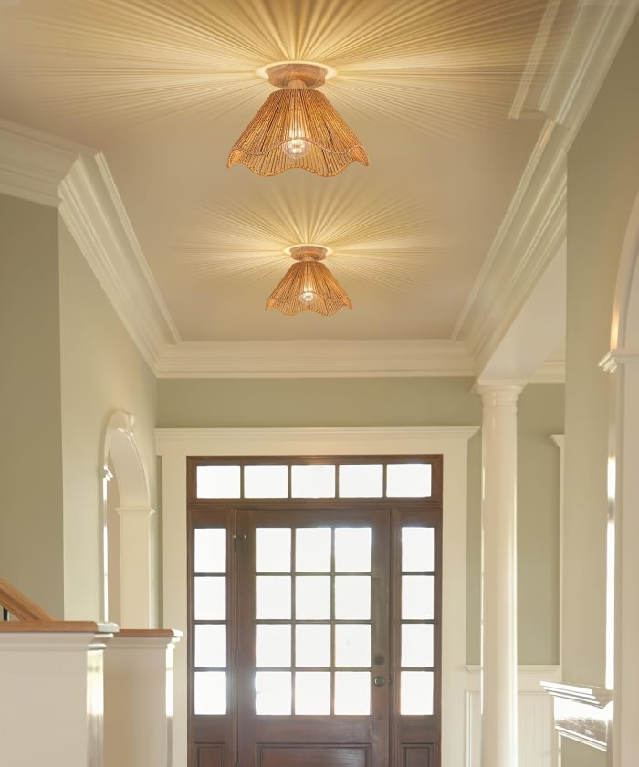 1pc Bohemian-Style Ceiling Lamp, Featuring a Rattan Design, Perfect for Bedrooms, Living Rooms, Studies, Hallways, Entryways, And Bathrooms (Bulb Not Included!!!)